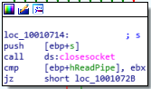 'closesocket' function call