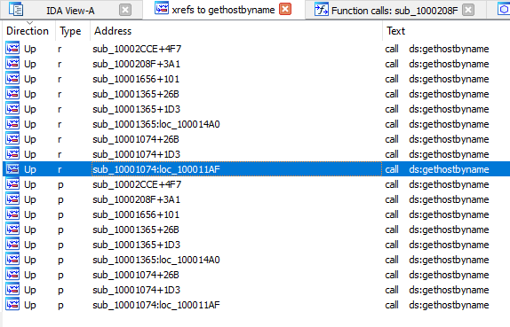 Cross-references to 'gethostbyname'
