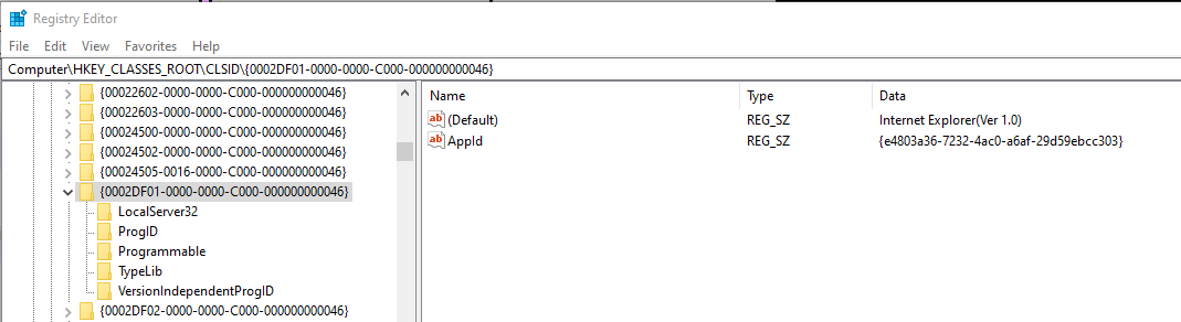 GUID in Registry