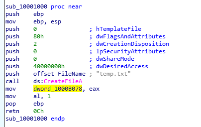 Returns the handle of the file